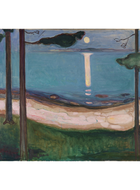 表现主义Edvard Munch蒙克油画月光下装饰画挪威手绘临摹世界名画