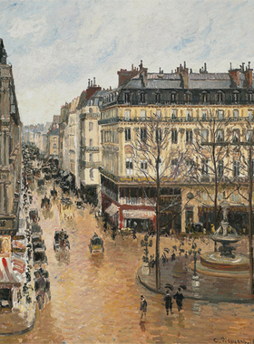 巴黎街景装饰画圣奥诺雷路手绘复制品Camille Pissarro毕沙罗油画
