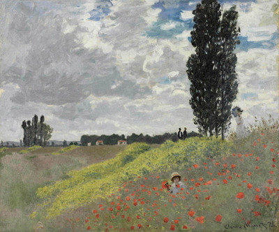 纯手绘田园风景Claude Monet莫奈漫步在阿让特伊的草地上手绘临摹