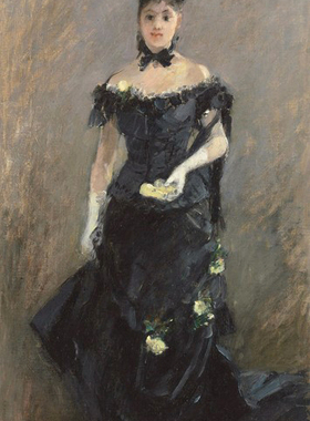 Morisot莫里索油画黑衣女人手绘临摹复制品印象派人物油画