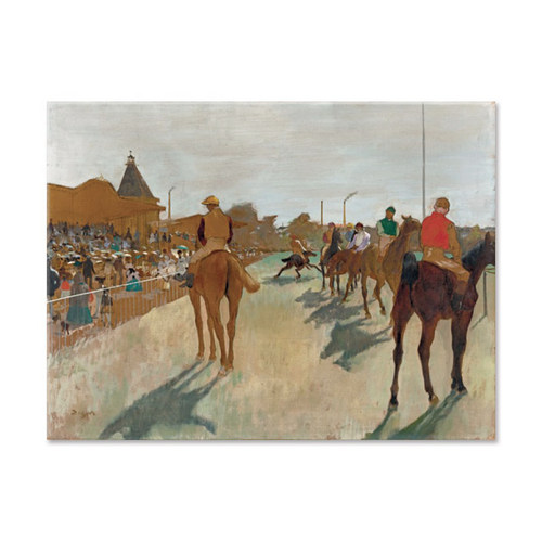 德加油画看台前的赛马手绘临摹印象人物体育场装饰画Edgar Degas