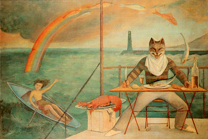 巴尔蒂斯油画作品balthus 地中海的猫世界名画临摹复制品手绘无框