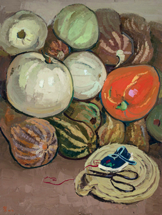 吴冠中静物木板油画蔬菜南瓜装饰画客厅手工装饰画复制品手绘
