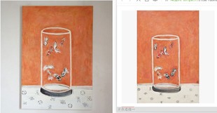 中式静物金鱼装饰画常玉油画SANYU作品八尾金鱼手绘临摹复制品