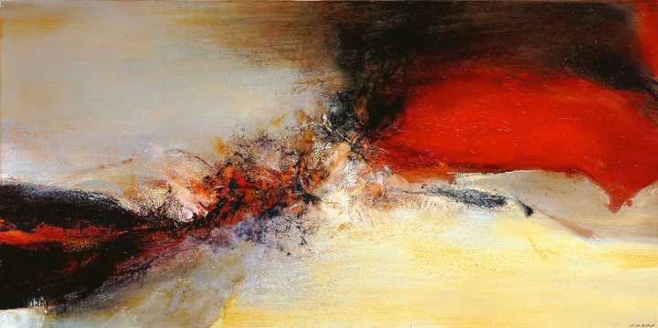 赵无极大堂办公室电视墙抽象画