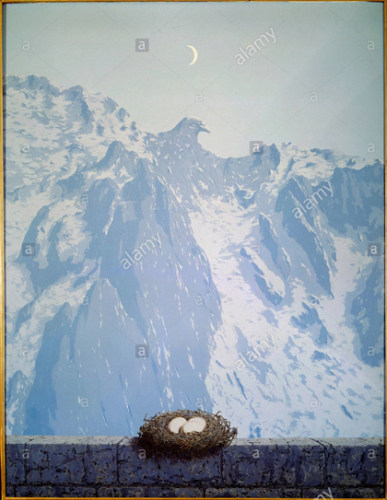 玛格里特Magritte超现实主义风景油画阿纳梅领地竖幅玄关装饰画