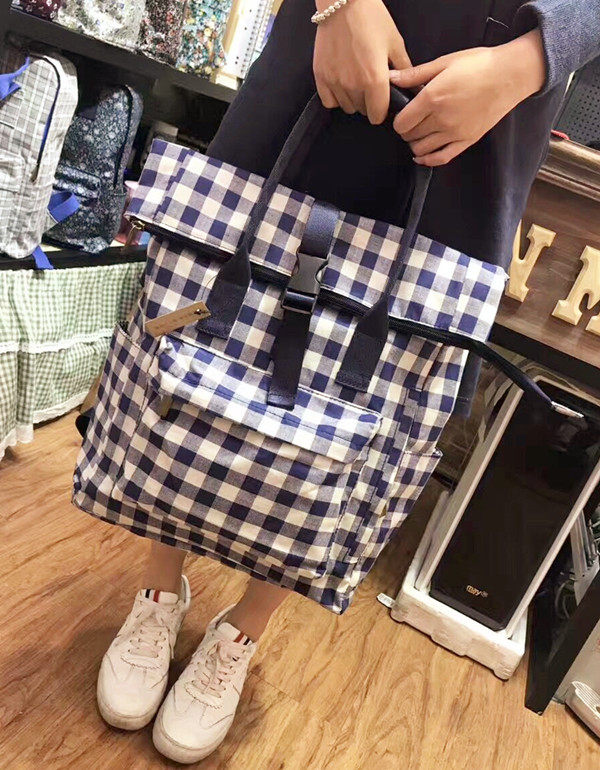 韩版田园碎花格子双肩包 学院风森女复古休闲背包 学生书包包邮