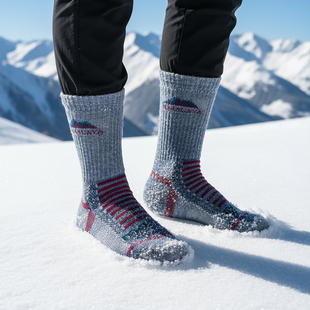 美丽诺羊毛拉绒男女袜子春秋保暖户外滑雪登山露营徒步袜子