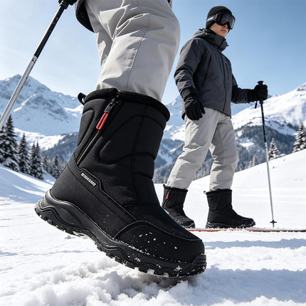 冬季加厚雪地靴男款加绒棉鞋厚底防滑保暖鞋情侣款休闲防水棉靴子