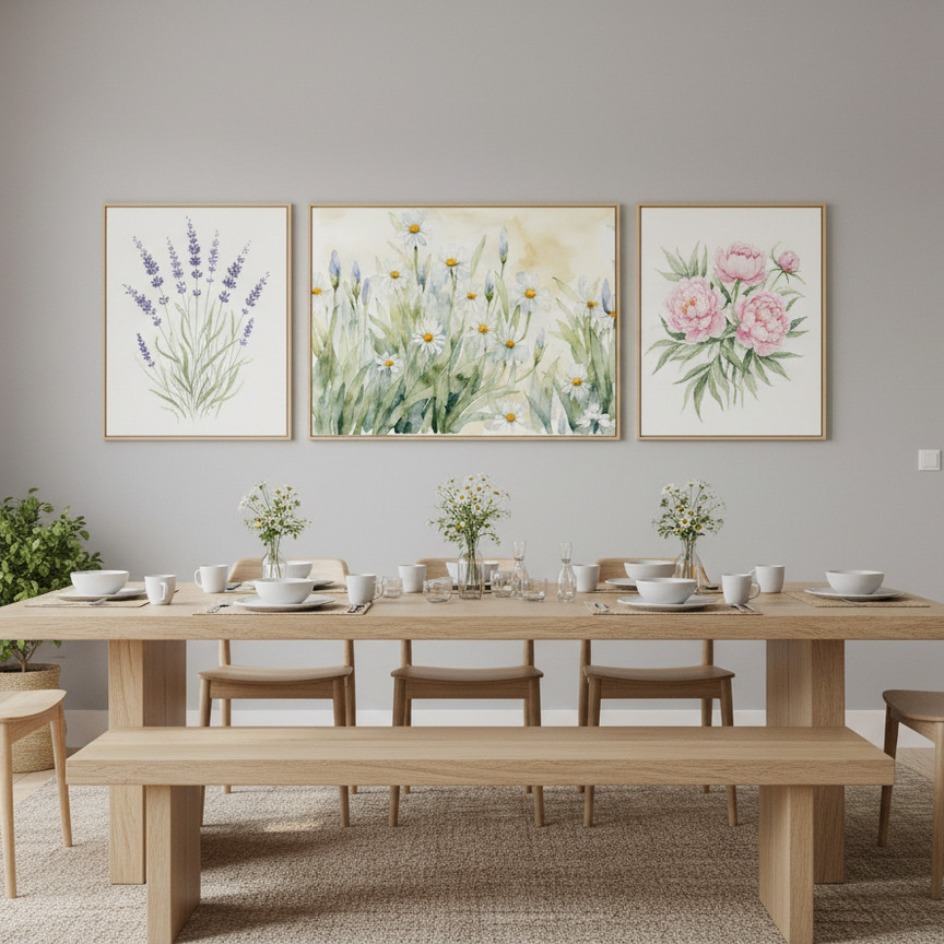 CEESHEZ希瑟【买3送1】现代简约三联画客厅装饰画卧室ins风莫奈