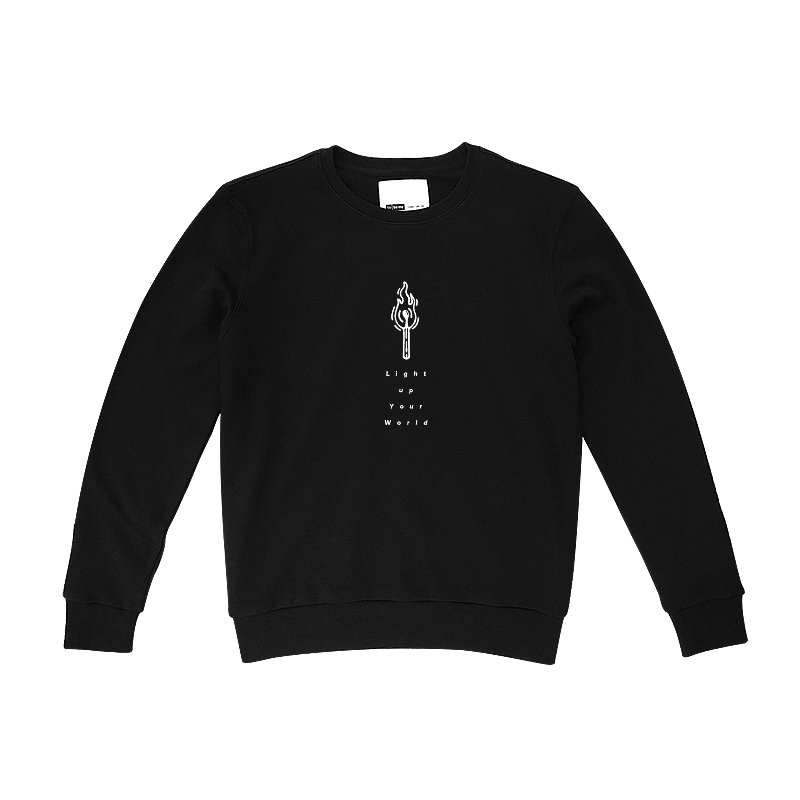 春秋圆领套头卫衣纯棉黑色男款