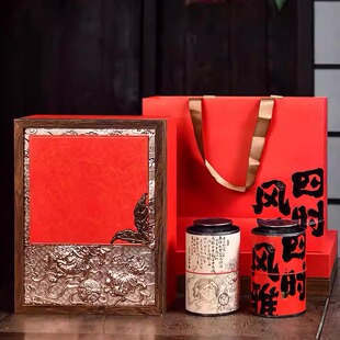 风雅四时红茶包装空礼盒普洱茶饼盒金骏眉岩茶肉桂摆泡茶叶罐
