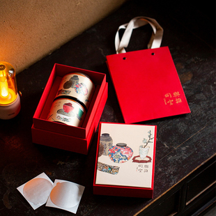 欢喜茶叶罐礼盒装空包装盒古风茶礼通用岩茶银针通用100g高档空盒