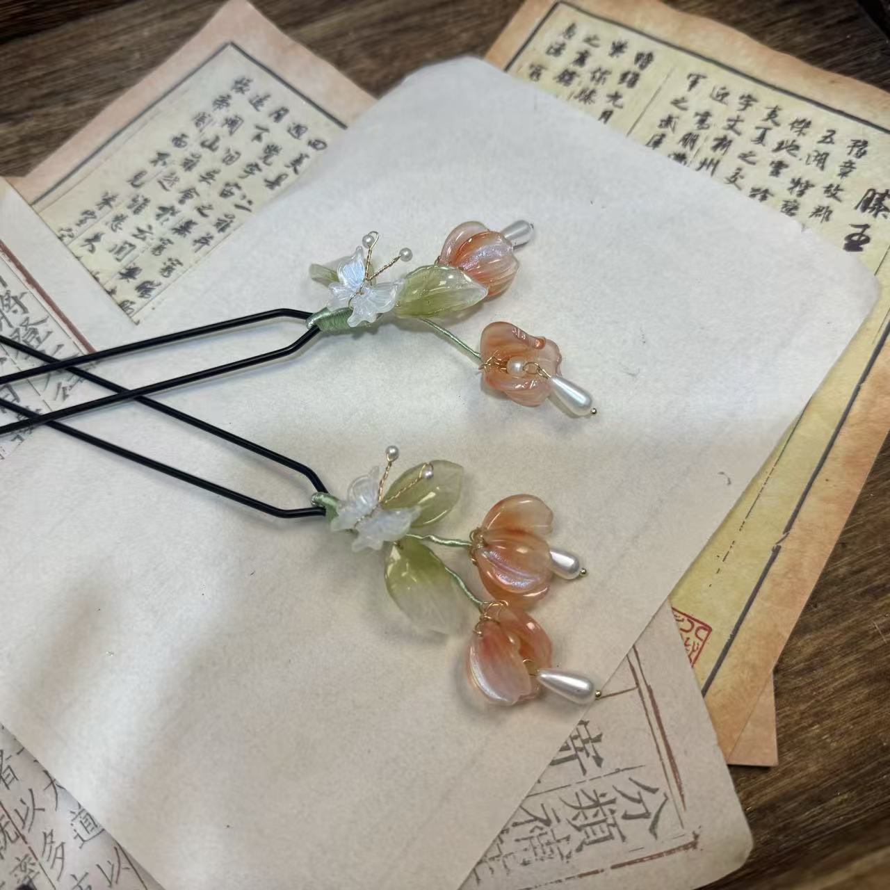 前尘梦汉服配饰琉璃发簪旗袍古风国风汉元素仙女手工头饰礼品