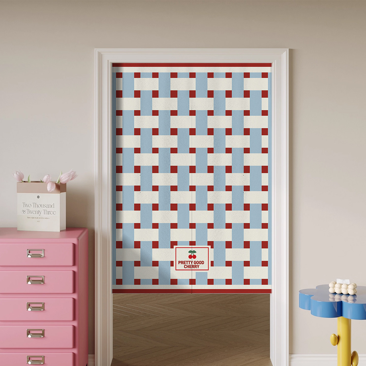 门帘卡通儿童卧室隔断帘厨房布帘半截挂帘卫生间遮挡帘免打孔帘子