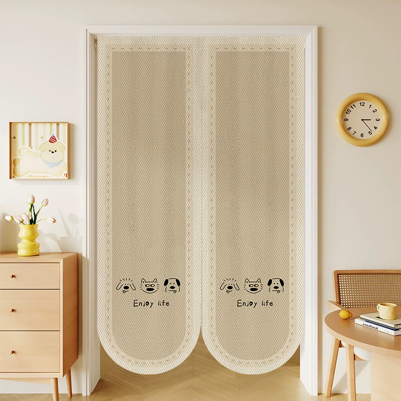 卡通异形门帘隔断帘儿童房半帘卧室遮挡帘厨房卫生间魔术贴布帘子