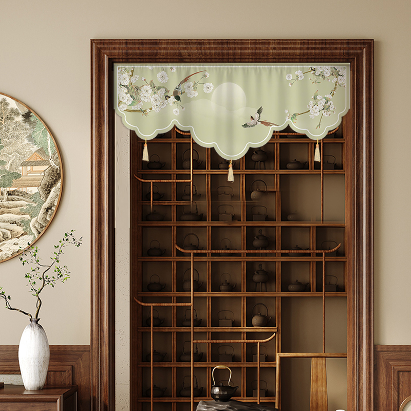 中古风异形帘头门头帘短帘门帘隔断帘遮挡帘装饰布帘免打孔魔术贴