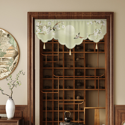 中古风异形帘头门头帘短帘门帘隔断帘遮挡帘装饰布帘免打孔魔术贴