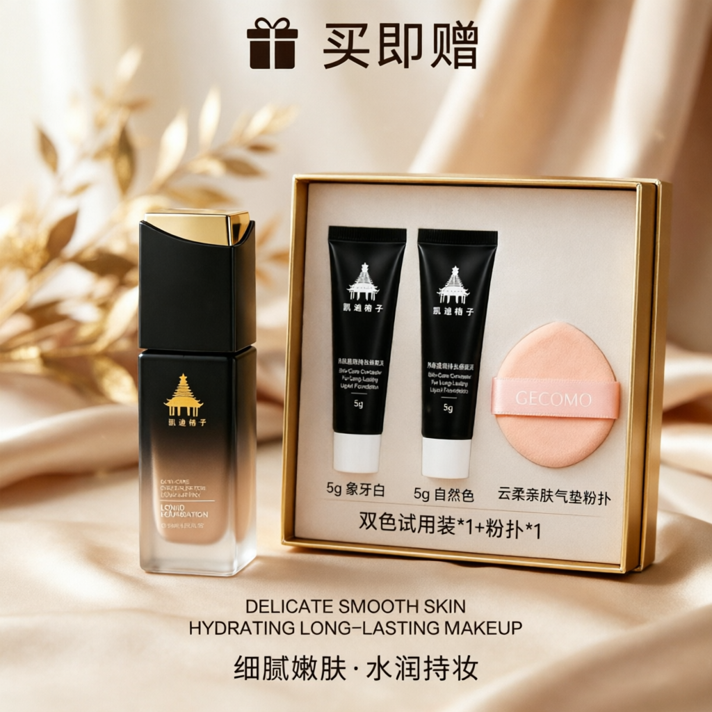 凯迪格子养肤遮瑕持妆粉底液水润持久细腻嫩肤提亮肤色不脱妆