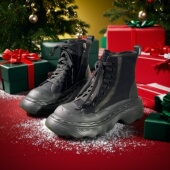 风百搭鞋 26新款 清仓厚底马丁靴女系带高帮靴工装 女鞋 4757 轻奢断码