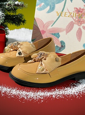 26新款轻奢断码女鞋清仓英伦风蝴蝶结乐福鞋女一脚蹬百搭单鞋7910
