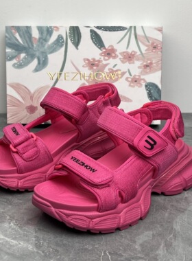 法式风女鞋轻奢专柜断码松糕厚底凉鞋女魔术贴软底沙滩鞋外穿4431