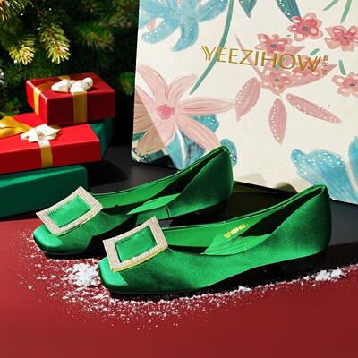 26新款轻奢断码女鞋清仓法式真丝布方扣水钻单鞋女百搭通勤鞋9223