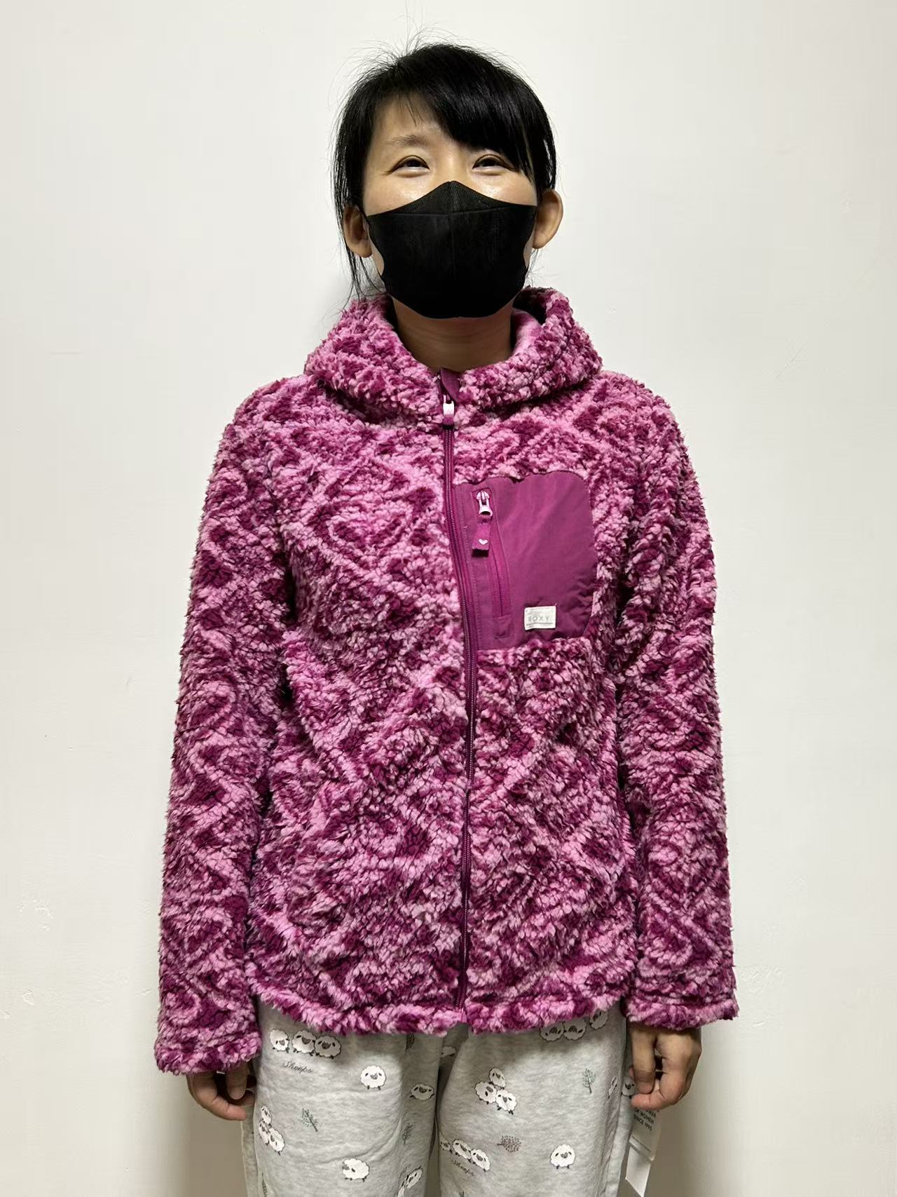 澳洲订单roxy仿羊羔毛连帽拉链外套运动休闲保暖