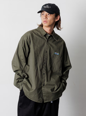 日本潮牌FREAKS STORE全棉水洗宽松剪裁成衣染色常规彩色休闲衬衣