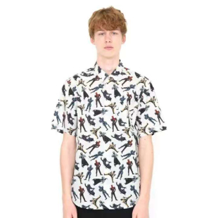 日单潮牌g牌全棉短袖 假面骑士 印花衬衣男女同款