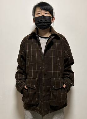 日单ciaopanic仿羊毛呢子内里绗缝菱形格夹棉猎装夹克外套男女款