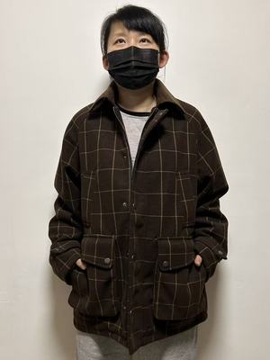 日单ciaopanic仿羊毛呢子内里绗缝菱形格夹棉猎装夹克外套男女款