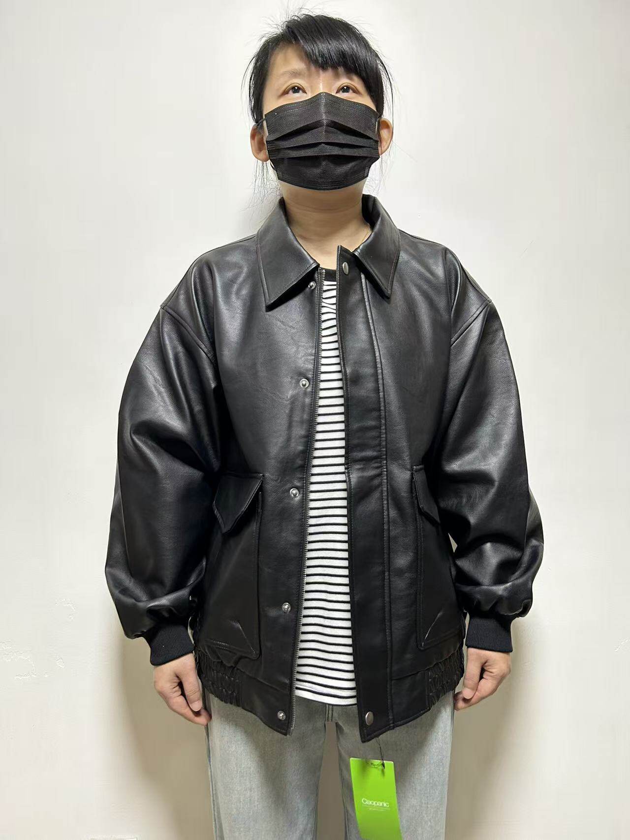 日单潮牌ciaopanic仿真皮高级感人造皮革夹克外套宽松休闲男女款