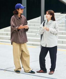 现货日单潮牌freaks store宽松版型翻领长袖格子衬衣经典男女同款