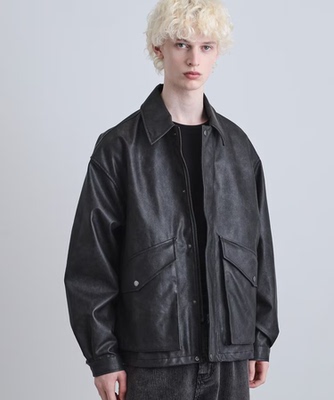 日单贵牌TAKEO KIKUCHI tk男士仿皮cwu-45p军事风格夹克外套男女