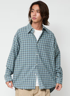 日单潮牌freaks store全棉格子法兰绒长袖宽松休闲衬衣男女同款