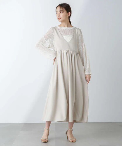 日单nano女士聚酯混纺高级感微弹力背带连衣裙2way正反面两穿