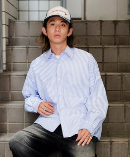 日单潮牌FREAKS STORE MR HEARTS红心先生涤棉条纹长袖衬衫男女款