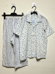 日单大童苗条成人全棉杨柳布皱布短袖七分裤家居服睡衣上衣加裤子