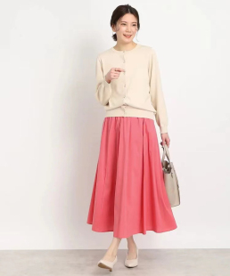 日单dreskip女士棉混弹力透气彩色纯色松紧腰休闲A半身长裙四季 款