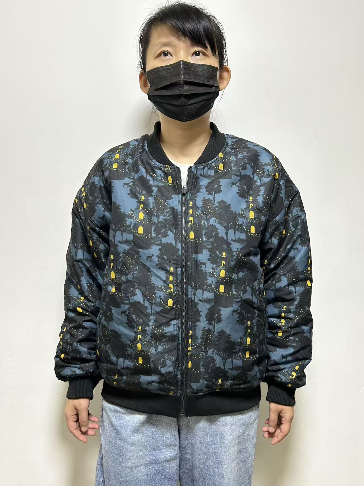 日单潮牌g牌两面穿绗缝夹棉棉服外套男女同款原创设计图案秋冬季