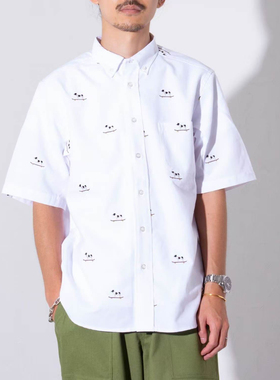 日单贵牌gloster棉质混纺短袖休闲衬衣刺绣动物夏季薄款男女同款