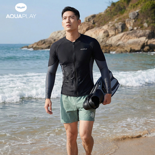 上衣 长袖 明星同款 王安宇AquaPlay安泊来拉链外套潜水服游泳衣男士