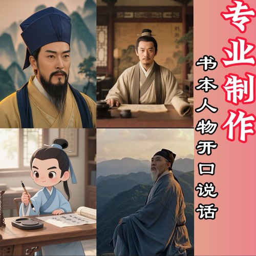 AI复活历史人物书本课件PPT人物开口说话数字人视频动画动态制作