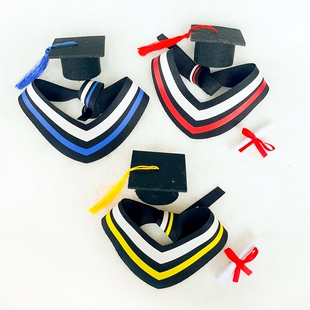 博士帽毕业礼物学士帽流苏围巾学生小装饰花束配件小号玩偶佩戴用