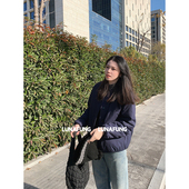 LUNAFUNG冯下文·藏青圆领纽扣厚棉衣女小个子显瘦宽松保暖谜棉服