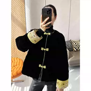 C3964  爆美了 编织中式盘扣 真丝丝绒鹅绒羽绒服