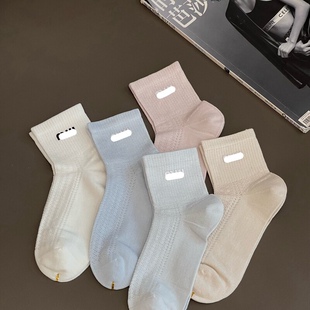 V5419 时尚巴黎的老店 夏天BI入 巨舒服实用 桑蚕丝字母短袜子 女