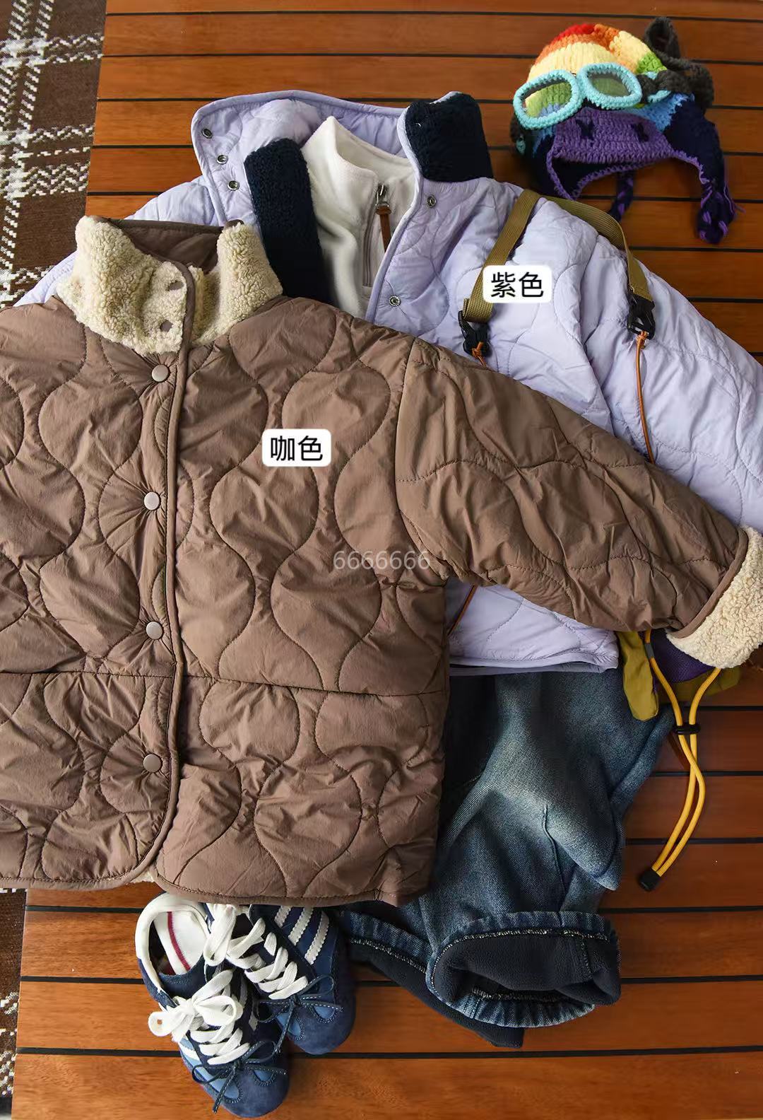 儿童撞色两面穿摇粒绒棉服2025新款男童女童秋冬款棉服