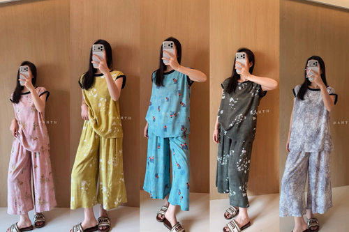 AHTH 女士国风可外穿棉绸套装家居服睡衣自己穿送妈妈都超合适